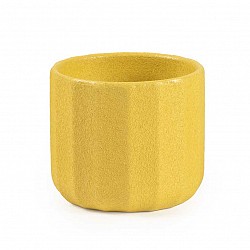 63 GIALLO LIMONE GOFFRANTE CASPO CHIARA CERAMICA  D.7 H. 6.