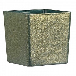 128 VERDE PETROLIO SCURO VASO QUADRATO 8X8X8 BERILLO