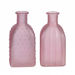 ROSA  BOTTIGLIE MIX IN 2 DESIGN D. 6.5 H. 14 CM SATINATO NEU