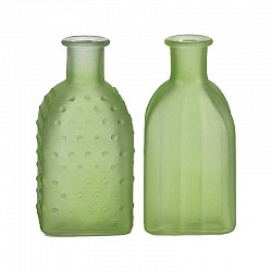 VERDE MELA BOTTIGLIE MIX IN 2 DESIGN D. 6.5 H. 14 CM SATINAT