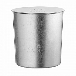 CAND.200GR D.9 H.9 CM FOGLIA ARGENTO FRAG. FICHI E MANDORLE