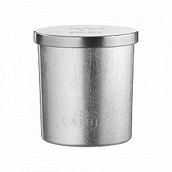 CAND.140GR D.7.5 H.8 CM FOGLIA ARGENTO FRAG. FICHI E MANDORL