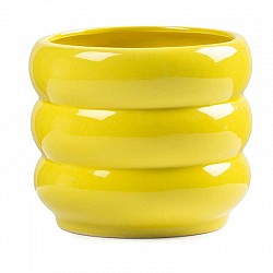 GIALLO VASO CERAMICA EST.CM. 14,5 X 14,5 X H.12,5 INT.12 X H.11