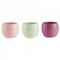 PRUGNA-ROSA -VERDE MENTA  SFERA  CERAMICA EST.D 14 H.12.5 CM