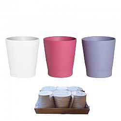 FUCSIA-GLICINE -BIANCO VASO CERAMICA  OPACO D13H14 INT D12 H13
