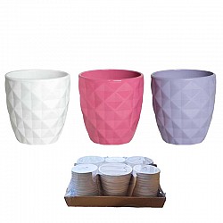 FUCSIA-GLICINE-BIANCO VASO CERAMICA LUCIDO  D.13 H 13 INTD12
