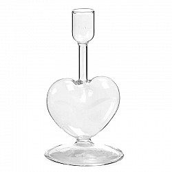 PORTACANDELA CONICA CON CUORE A BASE D8.5 H16 TOP2.5