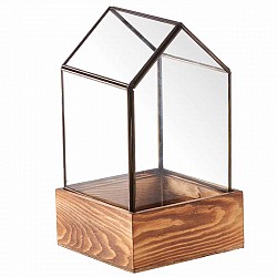 TECA CON BASE IN LEGNO 13.7X13.7XH.24