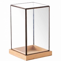 TECA QUADRATA CON BASE IN LEGNO D 18X18 H.30